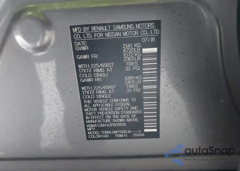 2018 Nissan Rogue Sv из США, поврежденный, VIN KNMAT2MV4JP609159